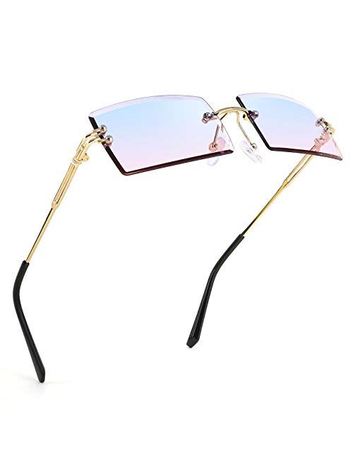 FEISEDY Vintage Rimless Sunglasses Rectangle Frameless Candy Color Glasses Women Men B2642