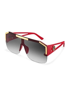 Square Flat Top Shield Sunglasses One Piece Frameless Stylish Women Men UV400 B2765