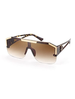 Square Flat Top Shield Sunglasses One Piece Frameless Stylish Women Men UV400 B2765