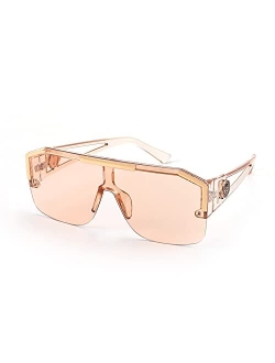 Square Flat Top Shield Sunglasses One Piece Frameless Stylish Women Men UV400 B2765