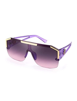 Square Flat Top Shield Sunglasses One Piece Frameless Stylish Women Men UV400 B2765