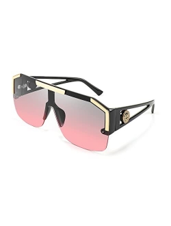 Square Flat Top Shield Sunglasses One Piece Frameless Stylish Women Men UV400 B2765