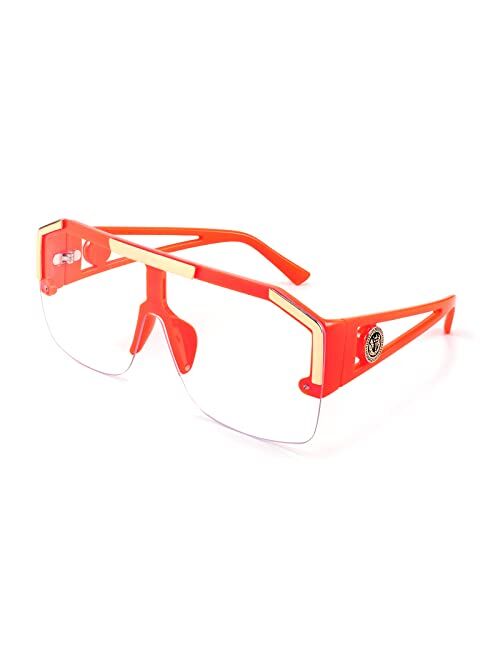 FEISEDY Square Flat Top Shield Sunglasses One Piece Frameless Stylish Women Men UV400 B2765