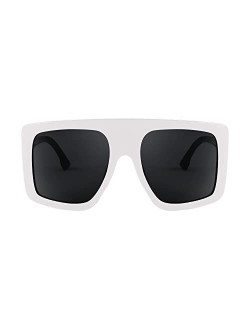 Large Square Baddie Oversized Women Sunglasses Shield Men Fashion Flat Top Wrap Baddie Shades B5040