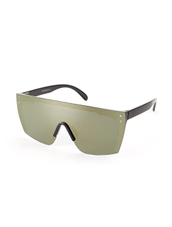 Mirrored Oversized Rimless Sunglasses for Women Men Flat Top Shield Wrap Square UV400 B2761