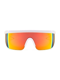 Oversized Mirror Shield Sport 80s Sunglasses Ski Goggles Flat Top One Piece Futuristic Visor Women Men B2522