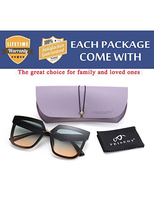 FEISEDY Fashion Women Men Sunglasses Square Frame Metal Shape Nesting Lenses B2595