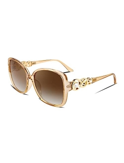 Women Big Polarized Sunglasses Pearl Sparkling Square Oversized Oval Frame Fashion Designer UV Protection B2821