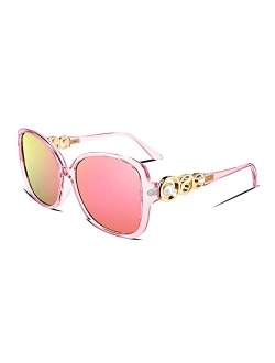 Women Big Polarized Sunglasses Pearl Sparkling Square Oversized Oval Frame Fashion Designer UV Protection B2821