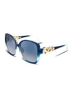 Women Big Polarized Sunglasses Pearl Sparkling Square Oversized Oval Frame Fashion Designer UV Protection B2821