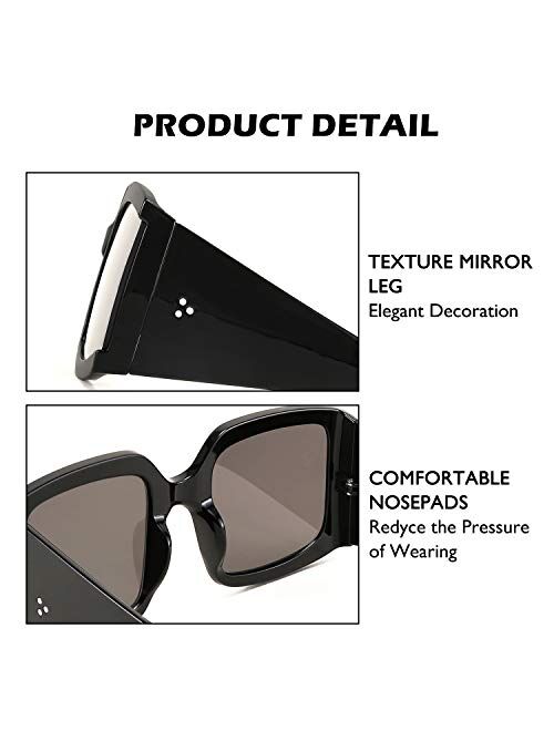 FEISEDY Vintage Shades Oversized Luxury Square Sunglasses Thick Eyewear Frame Men Women B2672