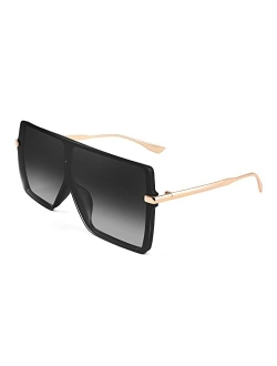 Flat Top Oversized Shield Sunglasses Women Men Square Fashion Rimless Shades UV400 B2784