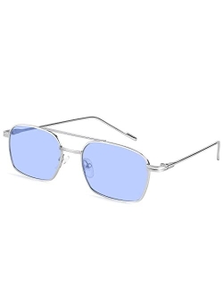 Fashion Square Sunglasses Women Men Trendy Retro Metal Frame Sun Glasses Candy Color Lens B1036