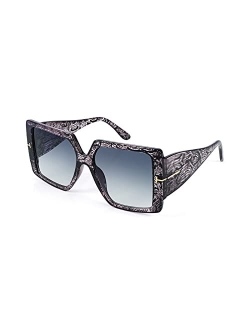 Retro Square Oversized Sunglasses Large Frame Sunglasses for Women Men B4036