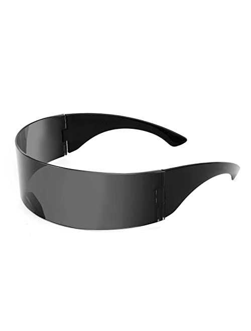 FEISEDY 80s Futuristic Cyclops Cyber Visor Sunglasses Men Women Punk Style Cosplay B2740