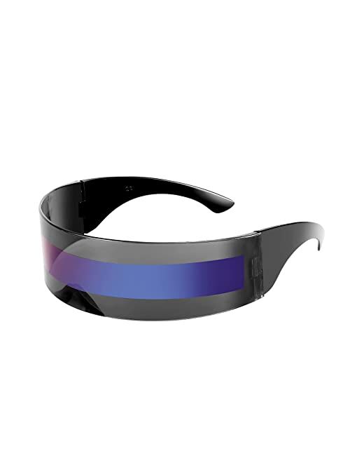 FEISEDY 80s Futuristic Cyclops Cyber Visor Sunglasses Men Women Punk Style Cosplay B2740