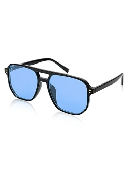 Retro Square Aviator Sunglasses Women Men 70s Vintage Trendy Plastic Frame Sun Glasses B2835