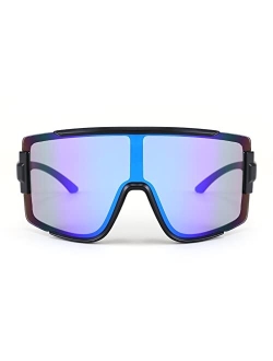 One Piece Oversized Shield Wraparound Sunglasses 80s Rave Visor Goggle Outdoor Sport Glasses Cycling Ski B4057