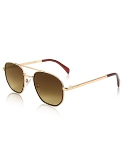 Women Men Square Pilot Sunglasses Gradient Lens Retro Small Metal Shades B2953