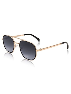 Women Men Square Pilot Sunglasses Gradient Lens Retro Small Metal Shades B2953