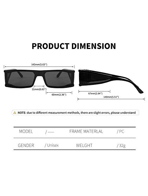 FEISEDY Cool Futuristic Rectangular Sunglasses Cyber Men Women Punk Style Cosplay Sun Glasses B2739