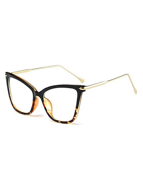 FEISEDY Oversized Cat Eye Glasses Frame with Clear Lenses Eyewear for Women B2460