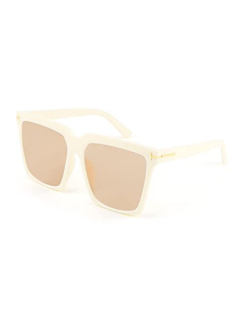 FEISEDY Oversized Square Sunglasses for Women Men Fashion Big Frame Shades B4044