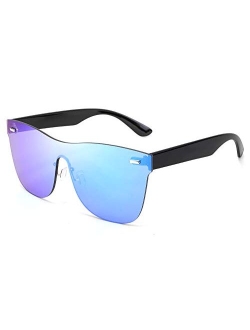 Oversized Mirrored Frameless Lens One Piece Sunglasses for Women Men B2647