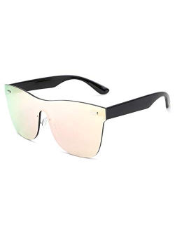 Oversized Mirrored Frameless Lens One Piece Sunglasses for Women Men B2647