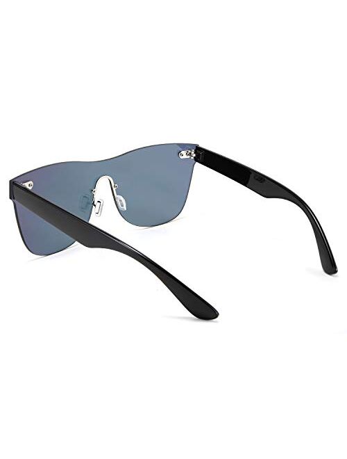 FEISEDY Oversized Mirrored Frameless Lens One Piece Sunglasses for Women Men B2647