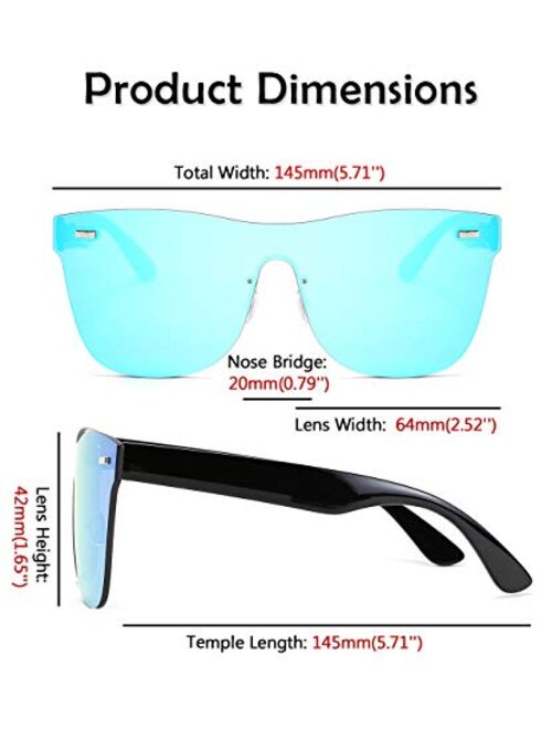 FEISEDY Oversized Mirrored Frameless Lens One Piece Sunglasses for Women Men B2647