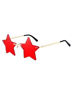 Rimless Star Shape Sunglasses Women Men Personality Pentagram Party Glasses Trendy Color Eyewear B2833