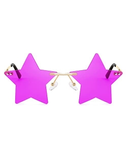 Rimless Star Shape Sunglasses Women Men Personality Pentagram Party Glasses Trendy Color Eyewear B2833