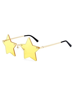 Rimless Star Shape Sunglasses Women Men Personality Pentagram Party Glasses Trendy Color Eyewear B2833