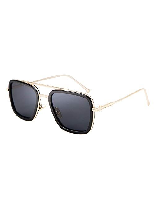 FEISEDY Retro 70s Pilot Sunglasses Tony Sunglasses Trendy Women Square Sun Glasses B2510