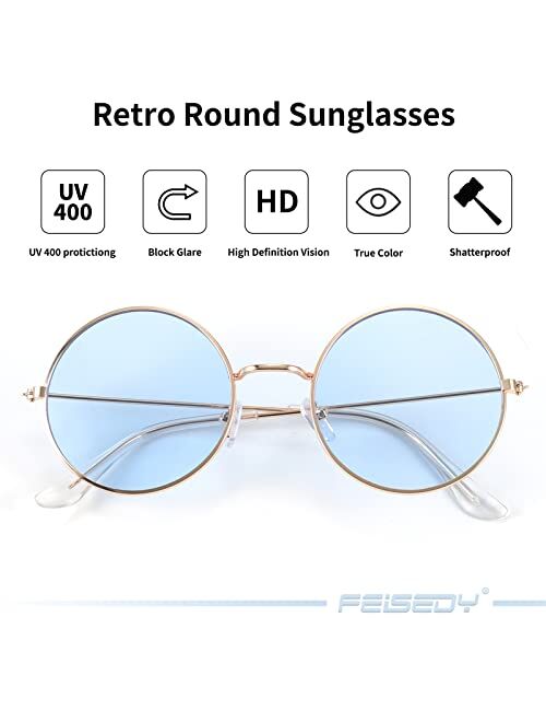 FEISEDY Retro Round Sunglasses Candy Color Hippie Circle Glasses Punk B2305