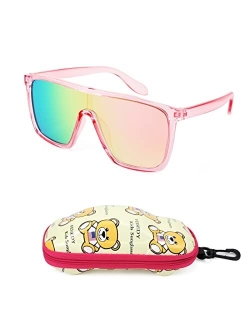 Kids Sunglasses for Girls Fashion Cute Boys Teenagers Glasses One Piece UV400 B2812