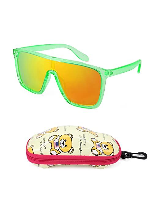 FEISEDY Kids Sunglasses for Girls Fashion Cute Boys Teenagers Glasses One Piece UV400 B2812