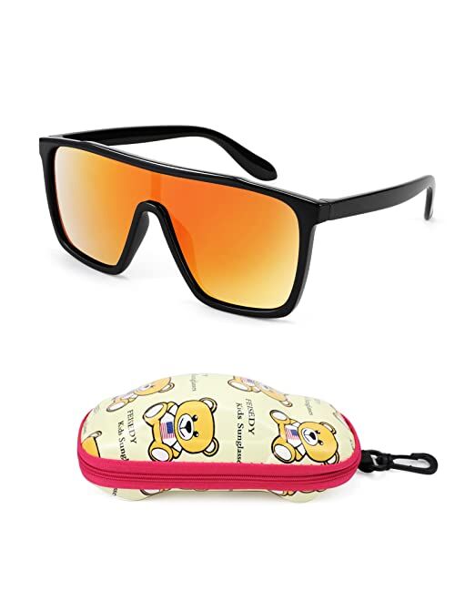 FEISEDY Kids Sunglasses for Girls Fashion Cute Boys Teenagers Glasses One Piece UV400 B2812