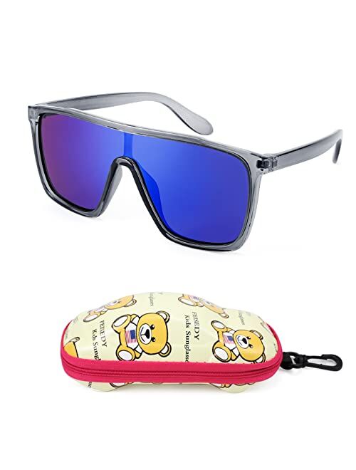 FEISEDY Kids Sunglasses for Girls Fashion Cute Boys Teenagers Glasses One Piece UV400 B2812