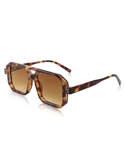 Square Aviator Sunglasses Men Women Retro Trendy 70s Aviator Sunglasses Plastic Frame B2939