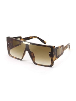 Square Oversized Flat Top Sunglasses With Side Lens Integrated For Women Men B4028