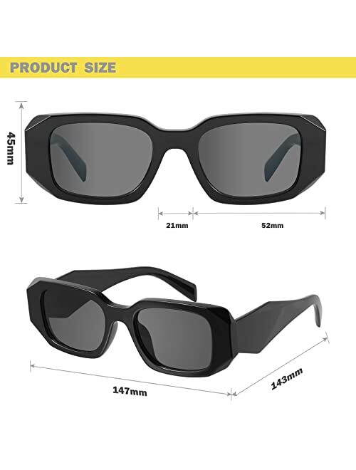 mosanana Trendy Rectangle Sunglasses for Women Men-Goulding