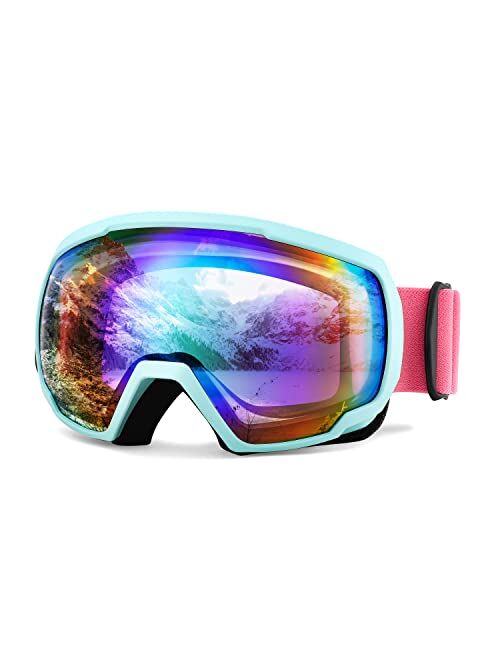 FEISEDY Ski Goggles OTG - Over Glasses Ski/Snowboard/Snowmobile Goggles for Men Women & Youth - 100% UV Protection B2960