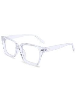 NULOOQ Fashion Vintage Square Non-prescription Clear Lens Glasses for Women Men, Thick Frame Fake Eyeglasses