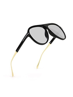 Retro 70s Pilot Sunglasses Oversized Classic Fantastically Vintage Round Sun Glasses for Women Men B2778