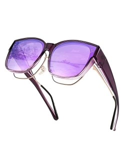 Women Men Polarized Fit Over Sunglasses Oversized Trendy Square Cat Eye Wear Over Prescription Glasses B2849