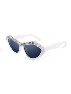 Fashion Cat Eye Diamond Sunglasses Women Retro Vintage Cateye Plastic Frame B2302