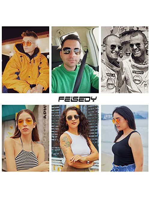 FEISEDY Mens Aviator Sunglasses Polarized Military Pilot Frame with Bayonet Temples B2623