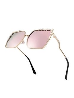 Women Oversized Square Sunglasses Pearl Design Ladies 2021 New Luxury Fashion Big Shades B2747